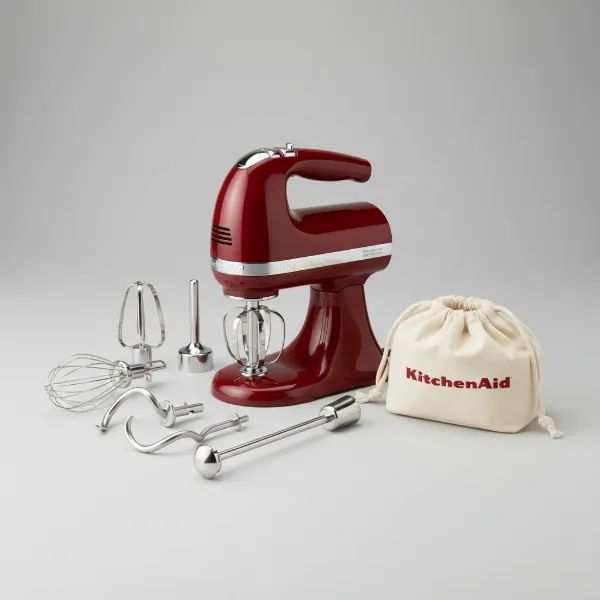KitchenAid 9-Speed Hand Mixer with all its stainless steel attachments and storage bag